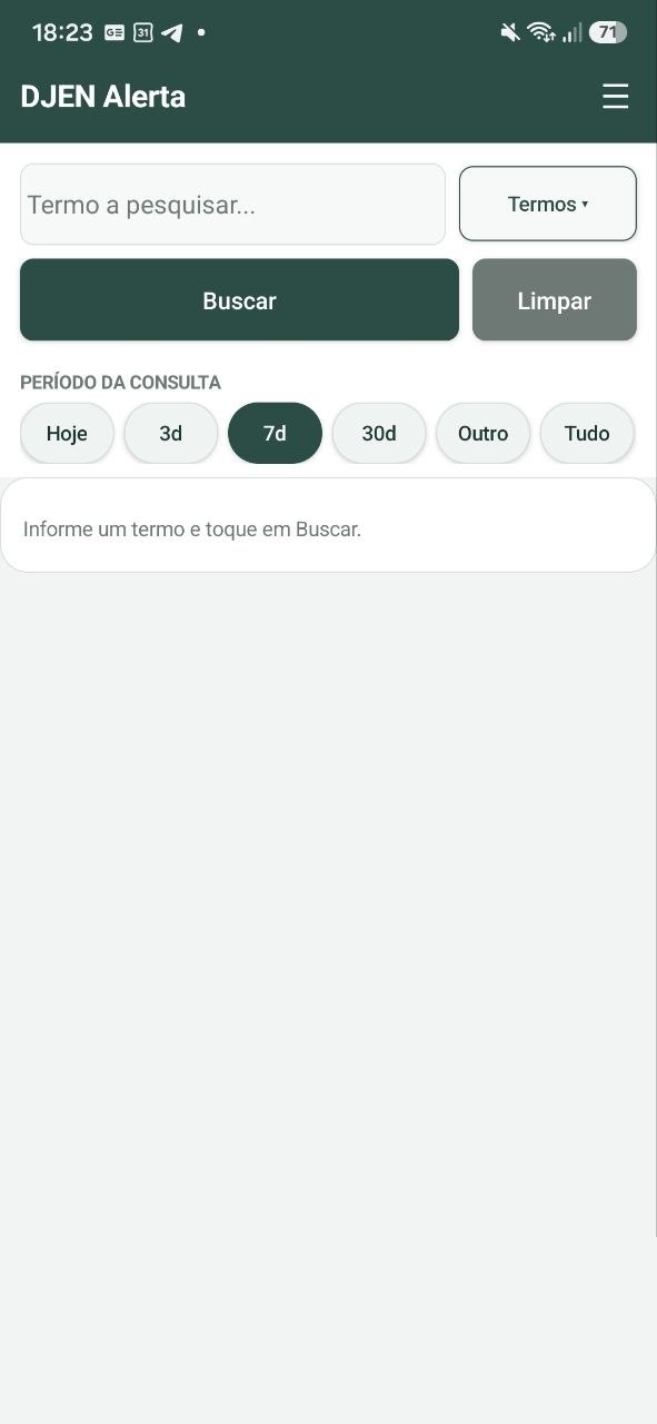 Tela de busca do DJEN Alerta