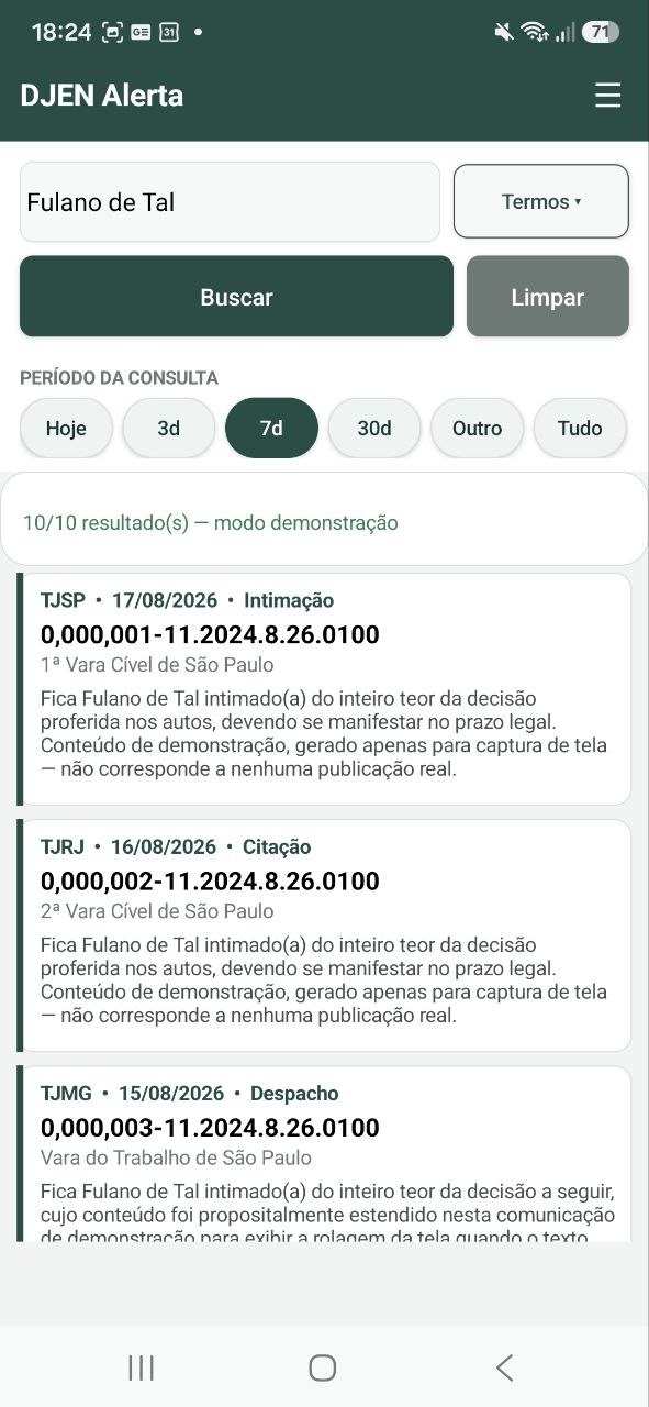Resultados de busca do DJEN Alerta